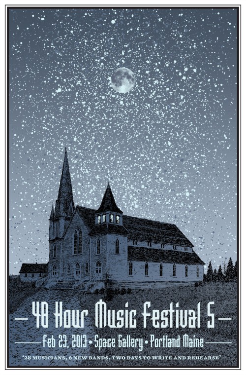 48 Hour Music Festival Screen Printed Poster - Kris Johnsen 2013