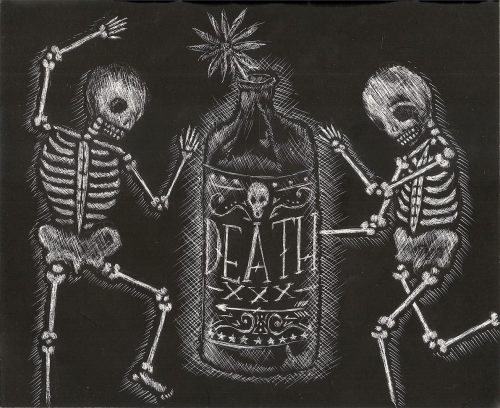 Death Skulls scratch board - Kris Johnsen 2013