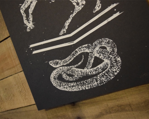 Stag and Snake Screen Printed Poster - Kris Johnsen 2014